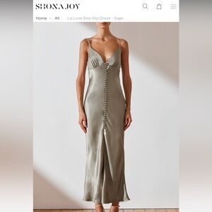 Shona Joy La Lune Bias Slip Dress in Sage